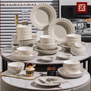  Hàng Mới - Bộ Bát Đĩa Bắc Âu Xám Ghi Gốm Xuân Xưa,chén bát đĩa sứ bát ăn cơm bát bát sứ chén sứ 
