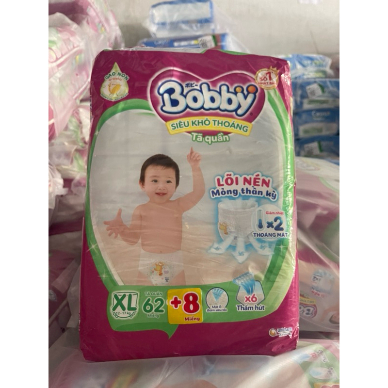 [CỘNG 6 MIẾNG] Bỉm tã quần Bobby size M76+6/L68+6/XL62+6/XXL56+6