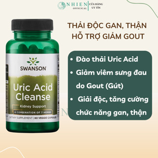 Viên uống hỗ trợ giảm gout Uric Acid Cleanse Swanson giải độc gan, tăng cường chức năng gan, thận