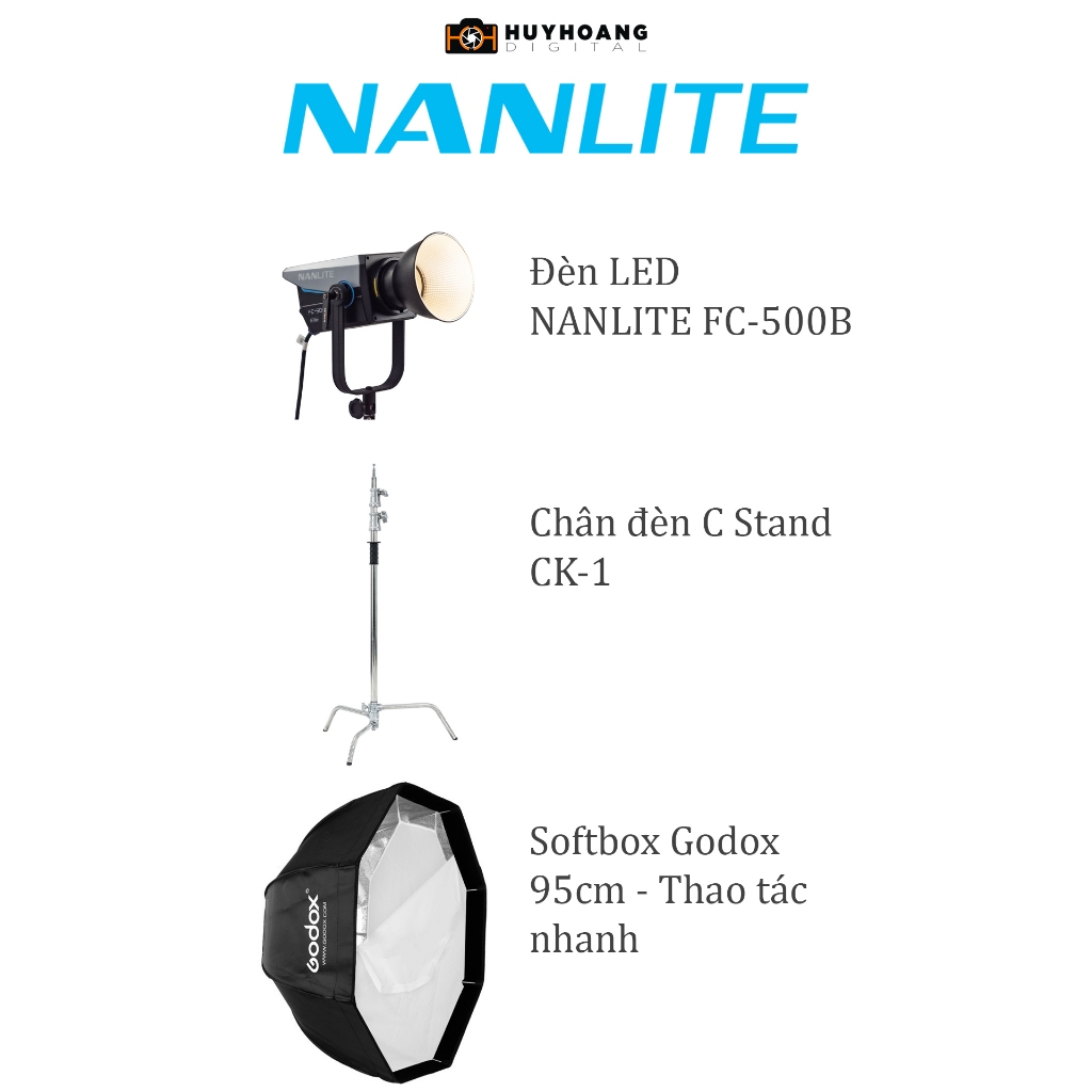 Đèn LED NANLITE FC-500B 500W 2700-6500K CRI96 - Chính hãng - Combo 1