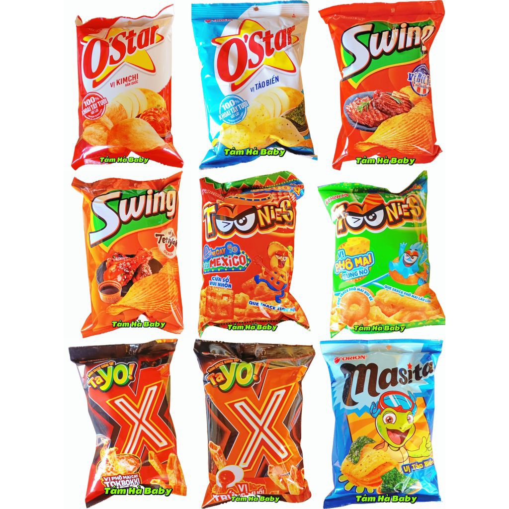 Bim bim snack Orion gói 28g - 33g ( ostar , swing, masita, tayo, Toonies , Maxx, Marine boy king )