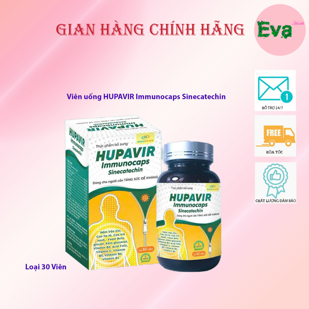  HUPAVIR Immunocaps viên uống hỗ trợ đào thải HPV Sùi Mào Gà Giúp tăng cường miễn dịch cho người có đề kháng yếu 