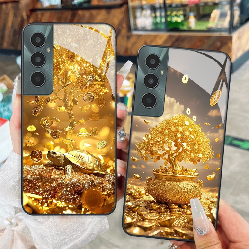 Ốp lưng Realme C65 Mặt kính cường lực,tráng gương sang trọng