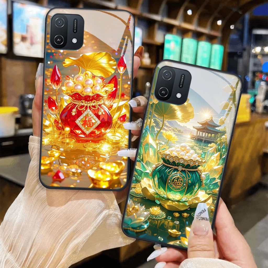 Ốp lưng Oppo A16k Mặt kính cường lực,tráng gương sang trọng