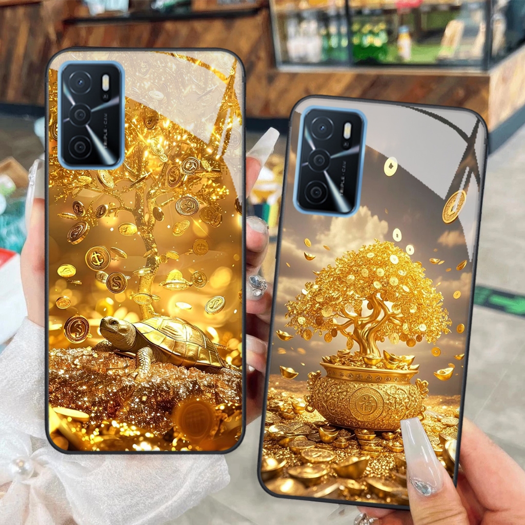 Ốp lưng Oppo A16 / A16K Mặt kính cường lực,tráng gương sang trọng