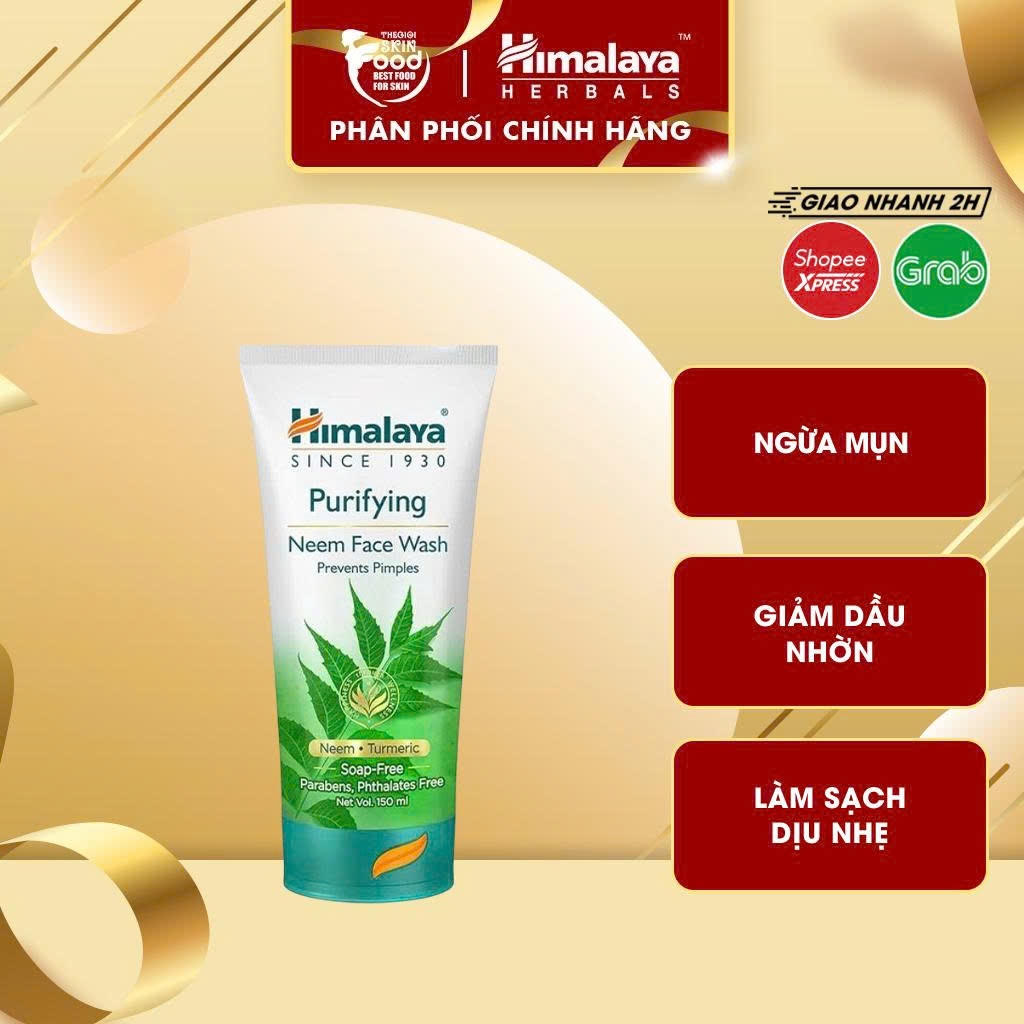 Sữa Rửa Mặt Dạng Gel Ngăn Ngừa Mụn, Tẩy Tế Bào Chết Chiết Xuất lá Neem Himalaya Purifying Neem Face 