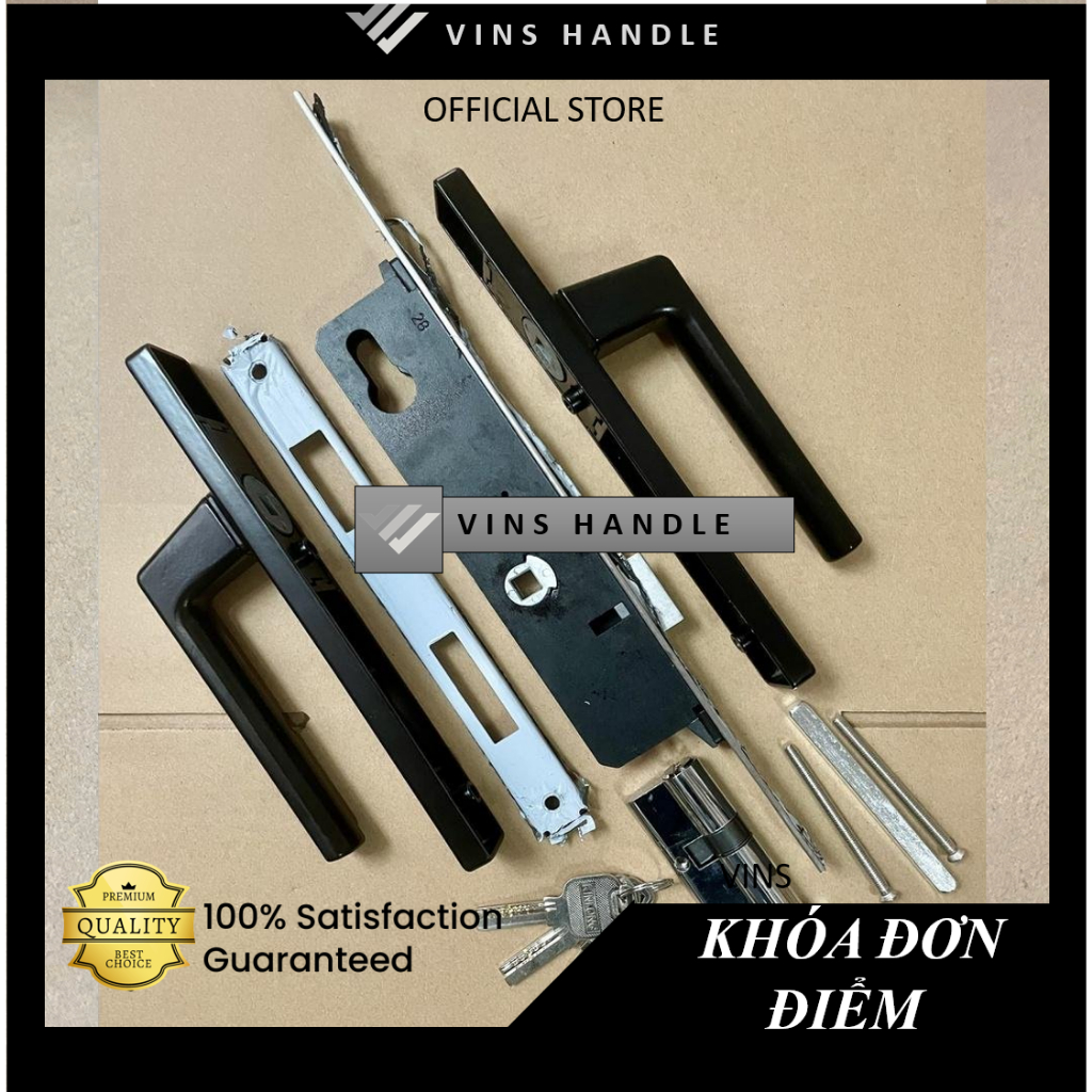 Khoá tay gạt đơn điểm KinLONG - Khoá tay gạt cửa nhôm XingFa hệ 55