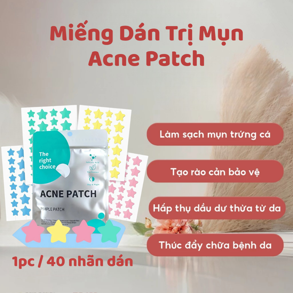 Miếng Dán Mụn Ngôi Sao 40 Miếng – Che Khuyết Điểm, Hút Dịch Nhanh, Chăm Sóc Da Nhạy Cảm, Siêu Mỏng