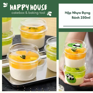  50-100 Hộp Nhựa Đựng Bánh Lạnh Mousse Tiramisu Panna Cotta 250ml- tròn 