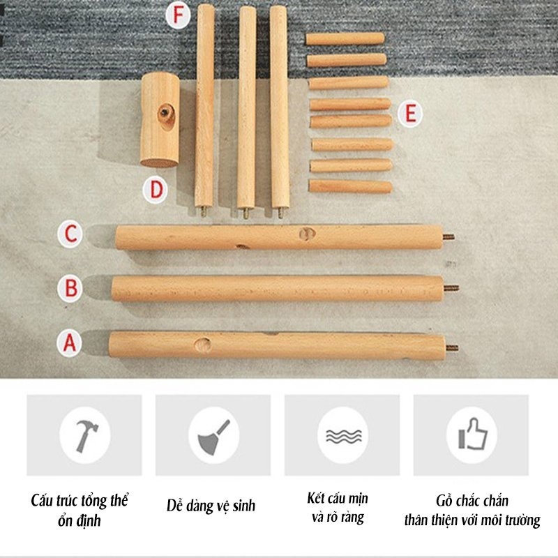 XUXU Giá Treo Quần Áo Gỗ Tự Nhiên Đứng Sàn – Bền Bỉ, Giá Rẻ, Tải Trọng Lớn, Thiết Kế Đẹp | BigBuy360 - bigbuy360.vn