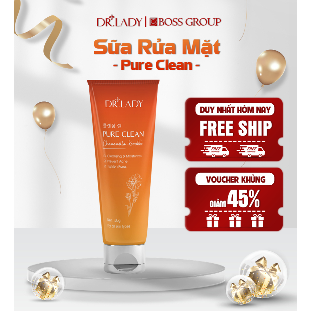 [Dr.Lady Chính Hãng] Sữa Rửa Mặt Dr.Lady Pure Clean Giúp Làm Sạch Da Nhẹ Nhàng, Dưỡng Ẩm Da, Không G