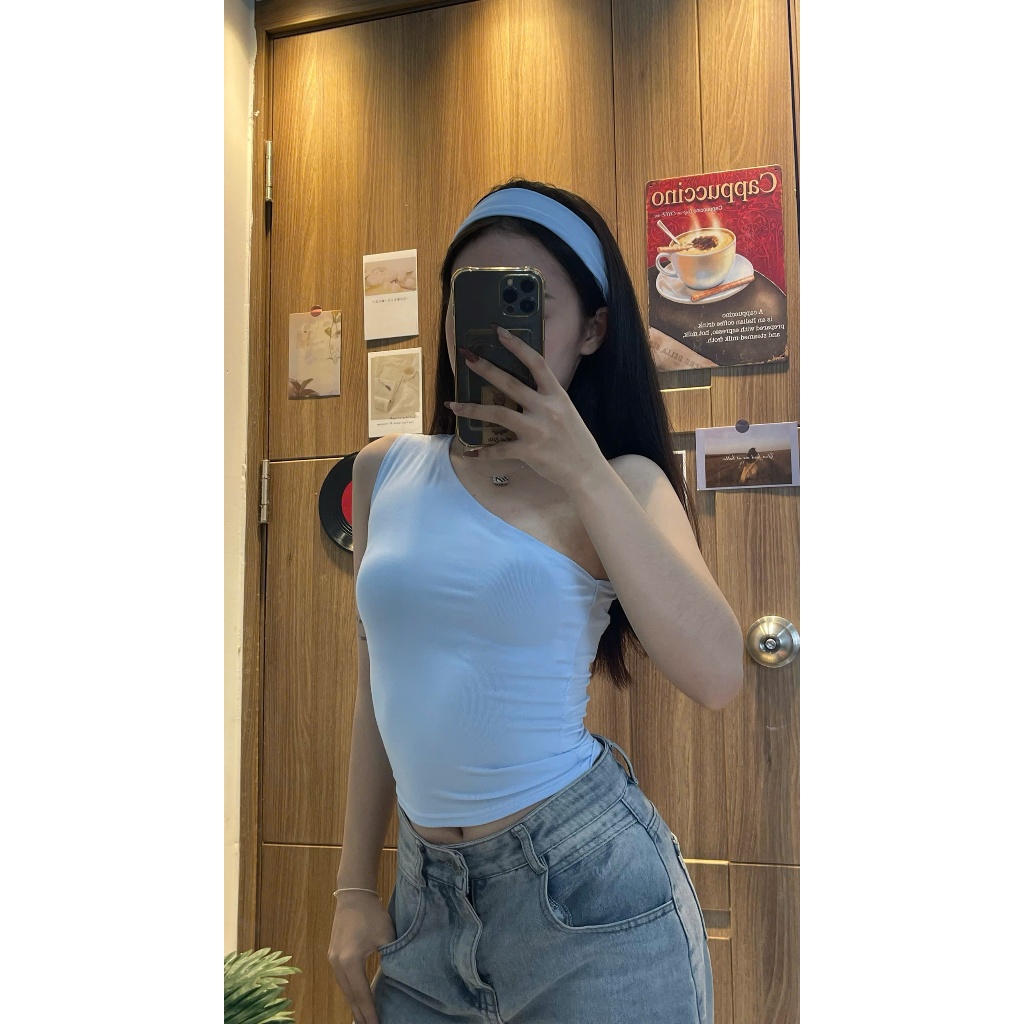[XẢ KHO]  Áo Lệch Vai Chiết Nhấn Eo Fit Dáng, Chất Vải Mỏng Mát Phù Hợp Mùa Hè Năng Động Giveme.clothing_saigon | BigBuy360 - bigbuy360.vn