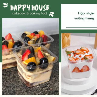  100 Hộp nhựa vuông trong B10 - Hộp đựng bánh tiramisu - Hộp đựng bánh mousse 