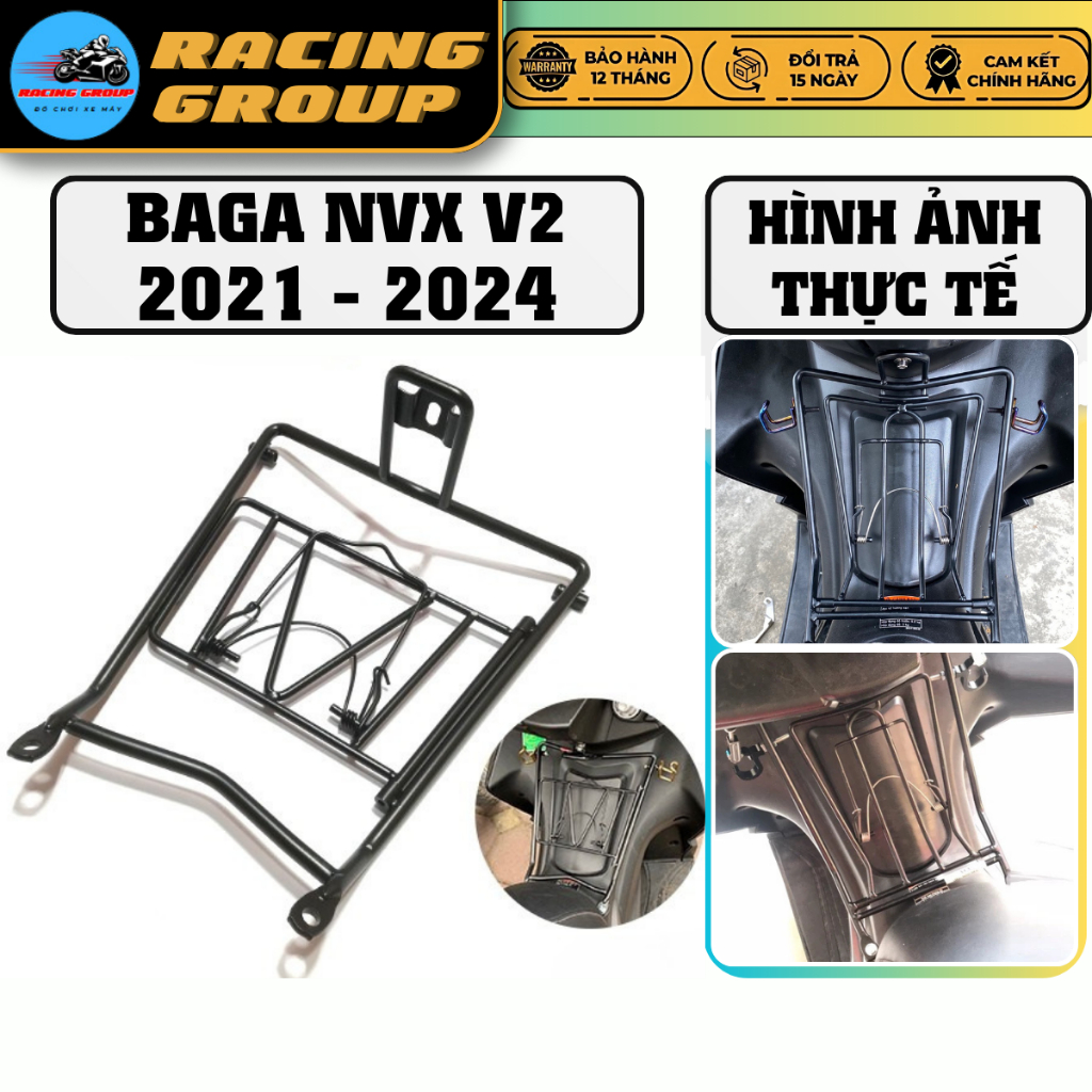 Baga NVX V2 2021 - 2024, Baga Giữa NVX 2021 - 2024 Mẫu V2 Mở Ngang Inox Cao Cấp Dễ Lắp Đặt