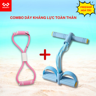  Dây tập bụng và dây kháng lực số 8 đàn hồi WOWFIT tập Yoga Gym Pilates thể dục tập toàn thân tại nhà 