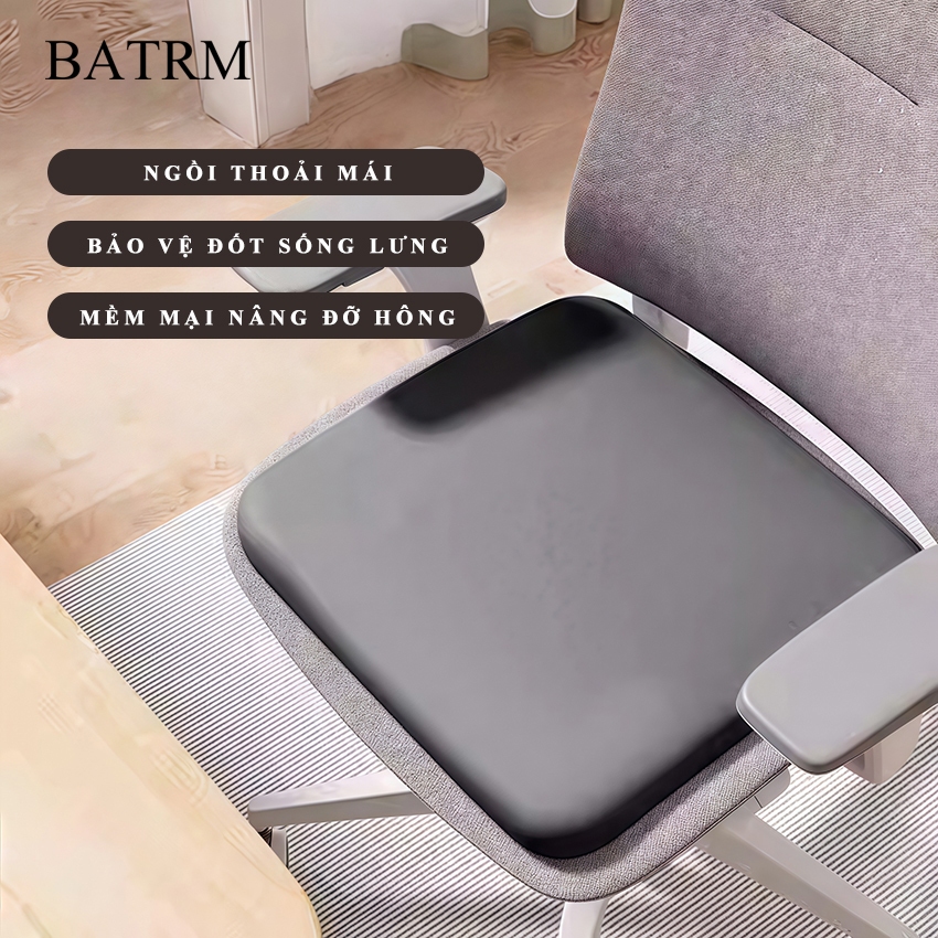 Đệm lót ghế BATRM văn phòng dày dặn vải thoáng khí siêu êm cao cấp, Nệm gối ngồi bệt chống đau xương cụt giảm ê mông