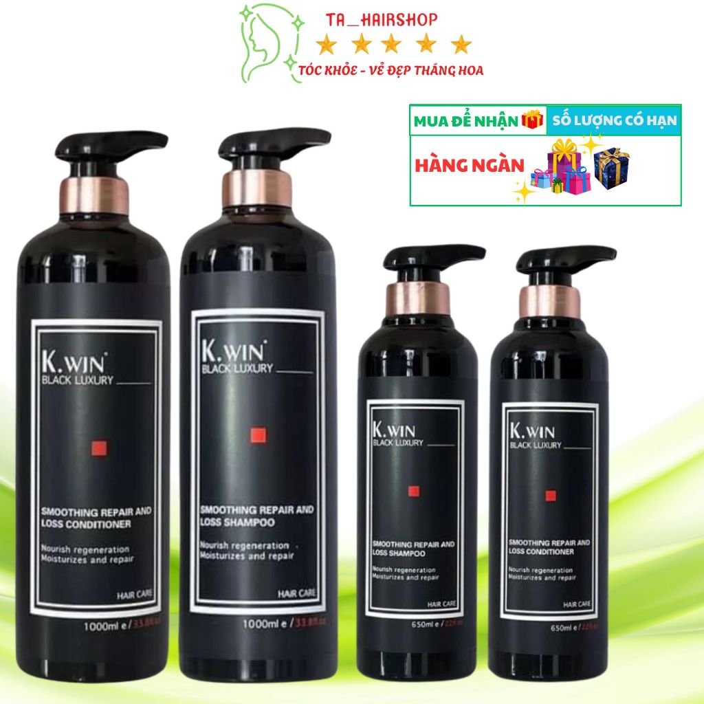 Cặp Dầu Gội Dầu Xả K.win Black Luxury Hương Nước Hoa 650ml - 1000ml