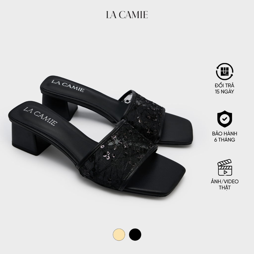 Dép thiết kế cao cấp sang trọng chất liệu Da microfiber kết hợp vải dệt thương hiệu LaCamie DC5B0096