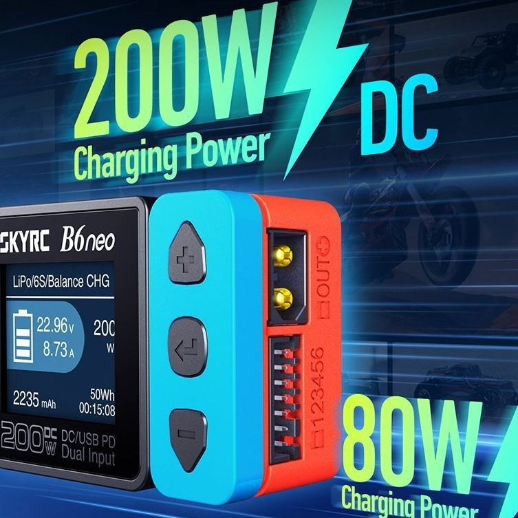 [rcvietnam] Bộ sạc cân bằng thông minh đa ngôn ngữ SKYRC B6 NEO pin sạc DC/PD đầu vào kép 10A công s