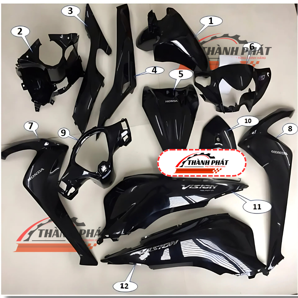 Dàn Áo Vision Đen Bóng Đời 2015-2020 Zin Hãng Honda