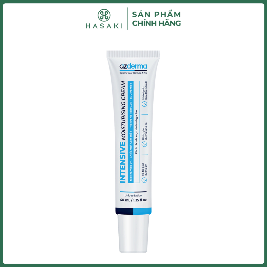 Kem Dưỡng Azderma Cấp Ẩm, Đều Màu Da 40ml Intensive Moisturising Cream Hasaki Sản Phẩm Chính Hãng