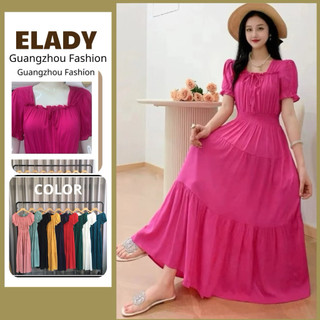 Đầm maxi AD1045,  Váy maxi nữ dáng dài Quảng Châu mùa hè đi biển đi tiệc  cổ vuông kèm nơ vải mát - Elady Shop