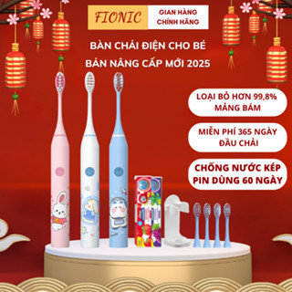 Bàn Chải Điện Cho Bé Lông Mềm Kháng Khuẩn FIONIC ET12 Đánh Răng Sạch Êm Ái Nướu Từ 3 -13 Tuổi