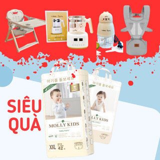 [TẶNG GHẾ ĂN DẶM] Tã/bỉm quần dán Molly kids Hàn Quốc NB66/S62/M56//M52/L48/XL44/XXL42/3XL40/4XL38