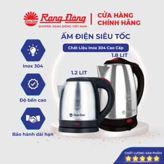 Ấm Đun Siêu Tốc Inox 304 1.2L 1.8L Rạng Đông Tự Động Ngắt Khi Sôi, Sôi Nhanh, Chống Rò Điện, Chống Cạn Model