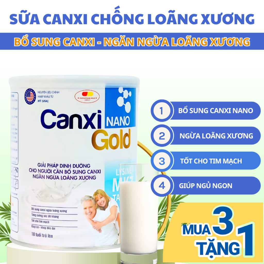Sữa Bột CanXi Nano Gold Bổ sung Canxi, Hỗ Trợ Xương Khớp Japa Kids Hộp 400G và 900G