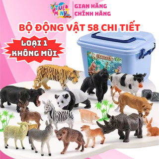 Bộ Động Vật 58 Chi Tiết Cho Bé Nhựa ABS An Toàn Không Mùi, Đồ Chơi Mô Hình Con Vật