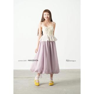  Chân váy bí Magenta Chiyo chất liệu tơ ít nhăn có lớp lót trong 