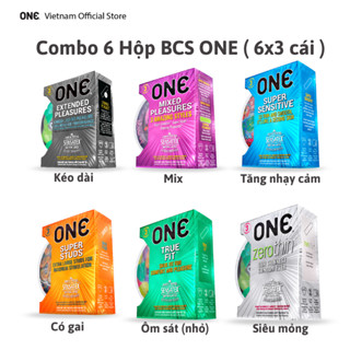 Combo 6 Hộp bao cao su ONE đủ loại để trải nghiệm (Hộp 3 cái x 6 Hộp)