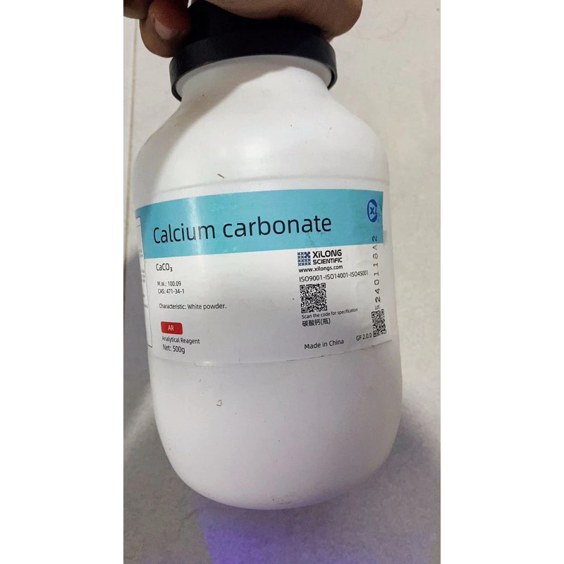 Chất thí nghiệm-calcium carbonate CaCO3 lọ 500gram xilong hoặc zhangyun
