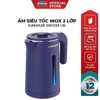 Ấm siêu tốc SUNHOUSE SHD1355 , inox 2 lớp 1.8L, công suất 1500W, thân chống bỏng, bảo hành 12 tháng, hàng chính hãng | BigBuy360 - bigbuy360.vn