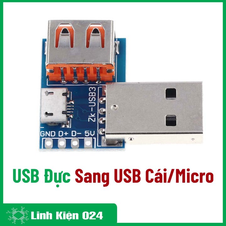 Mạch chuyển đổi USB đực sang USB cái và USB micro
