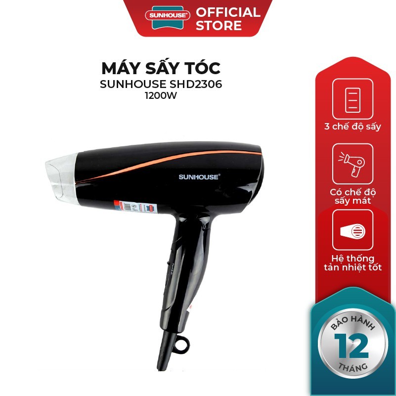 Máy sấy tóc SUNHOUSE SHD2306 - Công suất 1200W - Gấp gọn -  Bảo hành toàn quốc 12 tháng