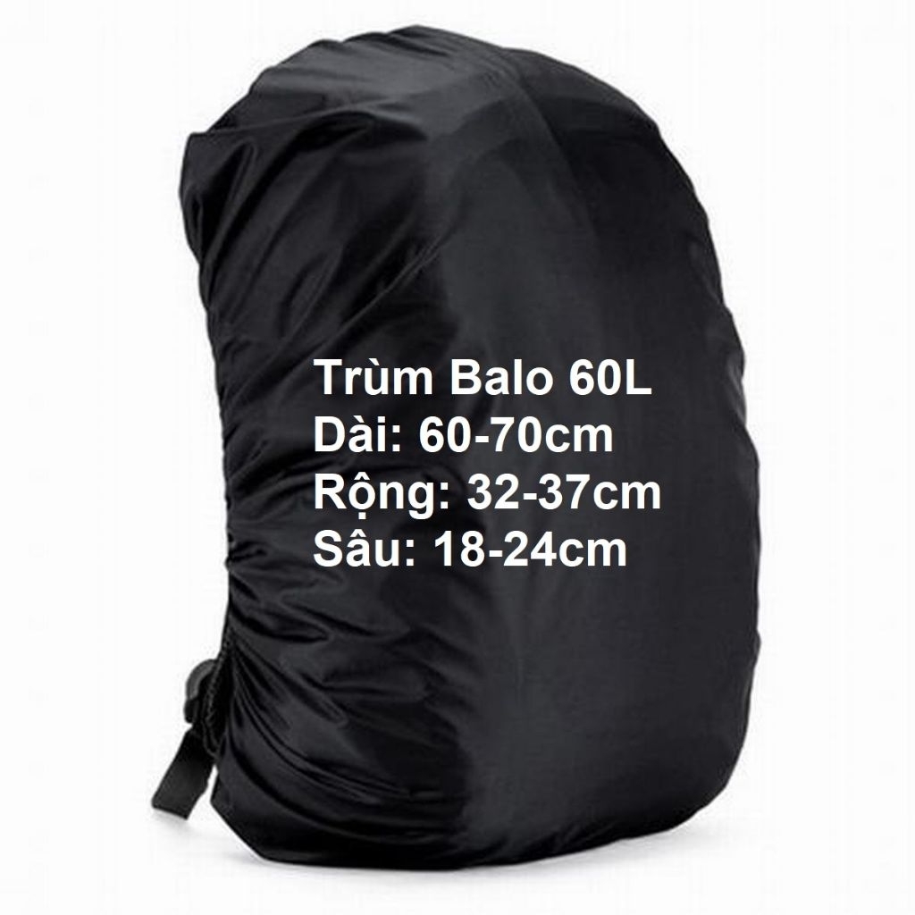 Túi trùm balo 55-60 lít trung - Kích thước trên hình - Nhiều màu