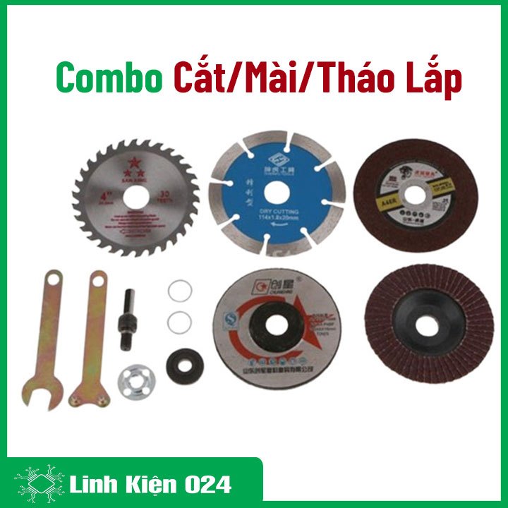 Combo dụng cụ tháo lắp và lưỡi cắt, mài đa năng