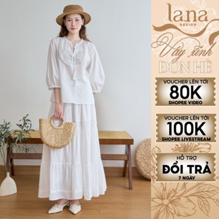 Set váy TÚ GIA thiết kế LA.NA DESIGN chất liệu thô boi họa tiết hoa đính ngọc thanh lịch, nữ tính - SV200