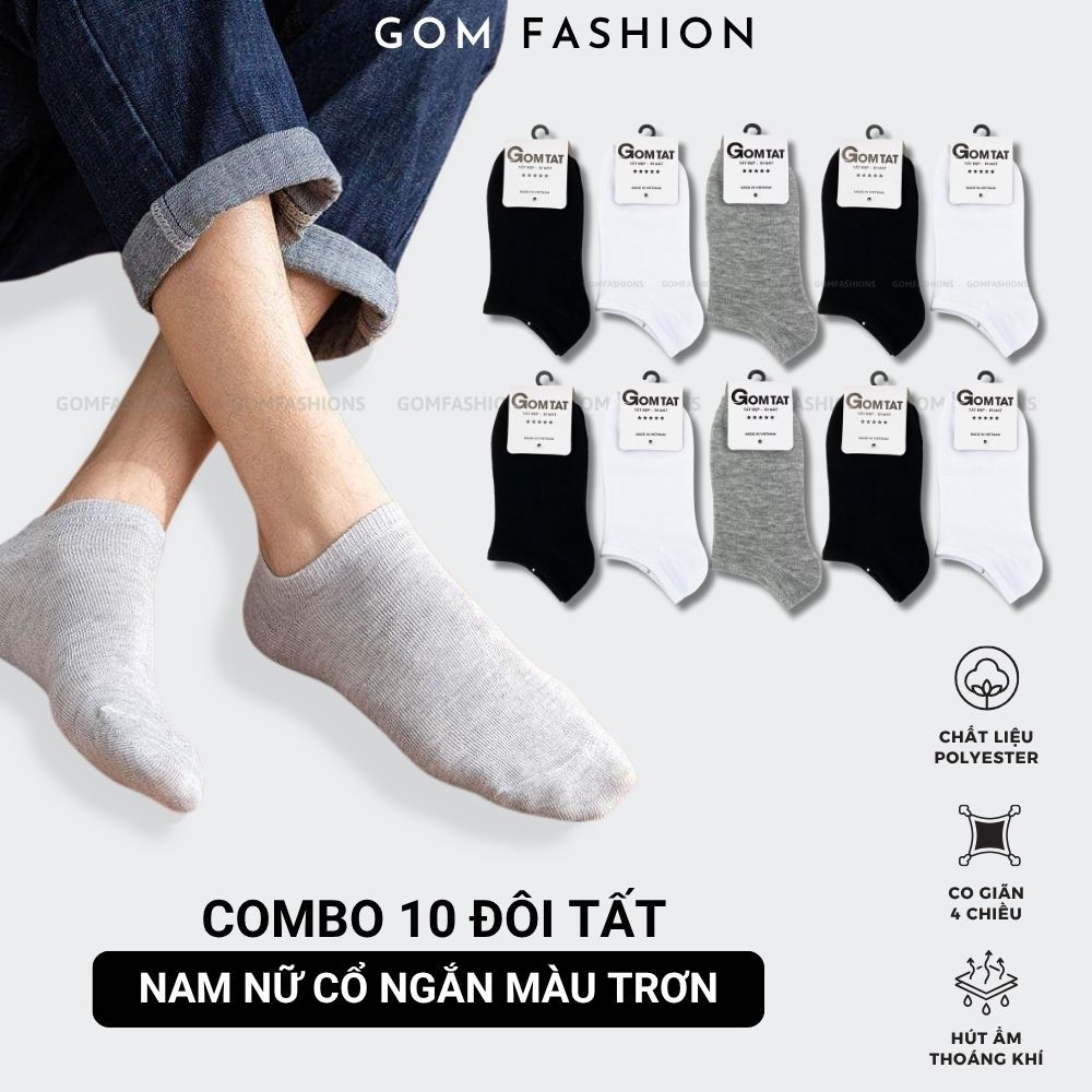 Combo 10 đôi vớ nam cổ ngắn GOMTAT, tất nam chất liệu cotton khử mùi hôi chân - VOTRON-VNXK-CB10