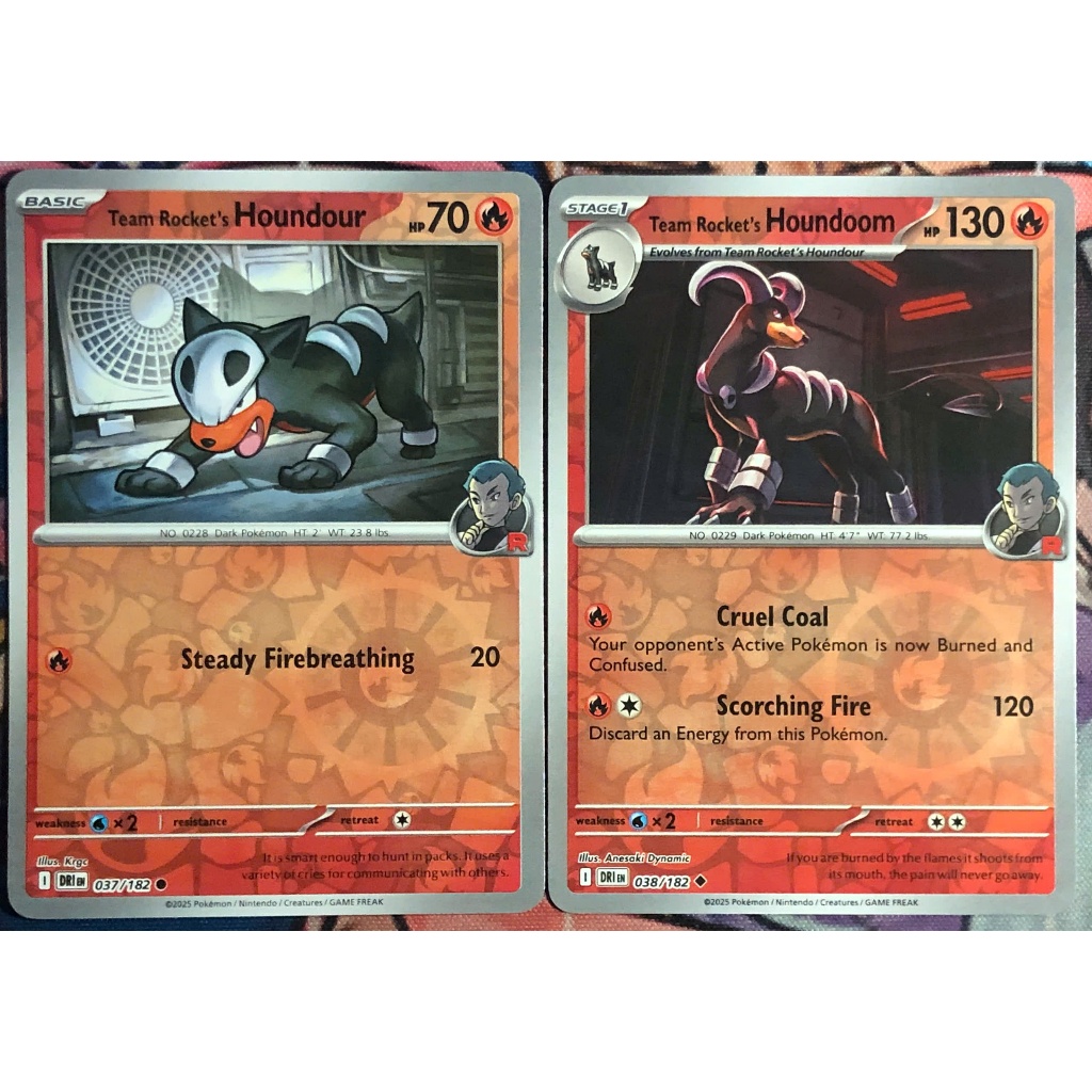 [KW2 Pokemon] [EN] Combo 2 Thẻ Team Rocket's Houndoom - 038/182, Team Rocket's Houndour - 037/182 - 