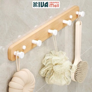 Móc treo dán tường,móc treo đồ KIVA, lắp đặt 2 cách, chất liệu gỗ sồi, gỗ óc chó