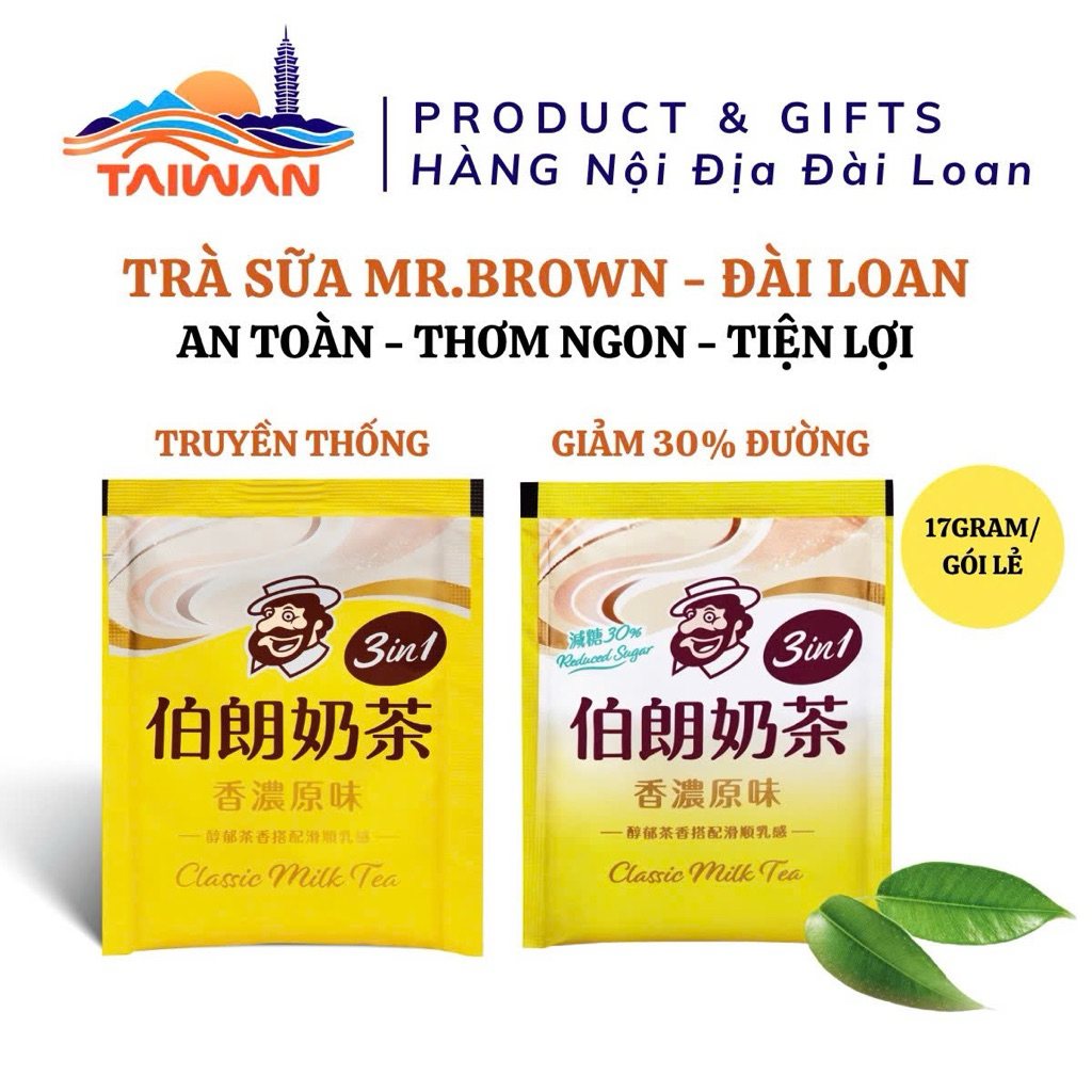 Trà Sữa Hòa Tan Mr. Brown 3in1 Đài Loan – Gói 17g Uống Liền Tiện Lợi