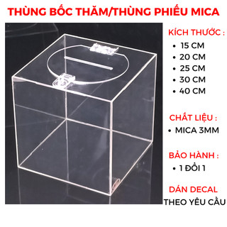 Thùng phiếu mica trong suốt có khóa - Hộp mica rút thăm trúng thưởng