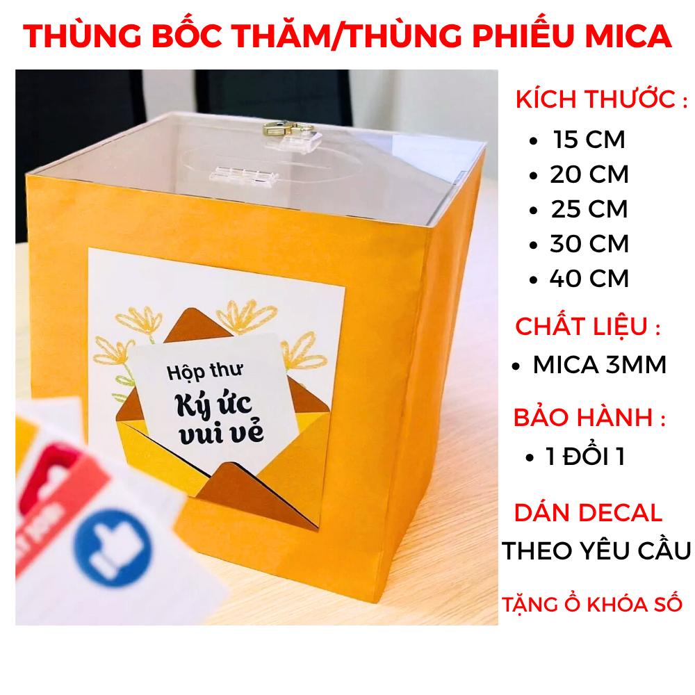 Thùng Bốc Thăm Trúng Thưởng - Hộp Bốc Thăm Trúng Thưởng -Thùng Bỏ Phiếu (LẮP RÁP) - Tặng Khoá Số