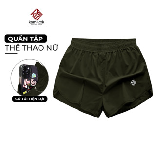 Quần short thể thao nữ có túi xỏ KSMLOOK vải mỏng mát, quần đùi chạy bộ, đánh cầu lông, chơi tennis, pickleball Q294