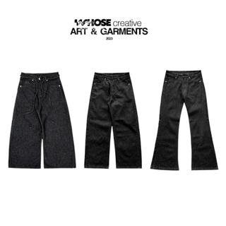 COMBO WIDE FLARED RAW BLACK JEANS WHOSE - Quần Jeans ống đứng và ống loe unisex nam nữ Whose stuido