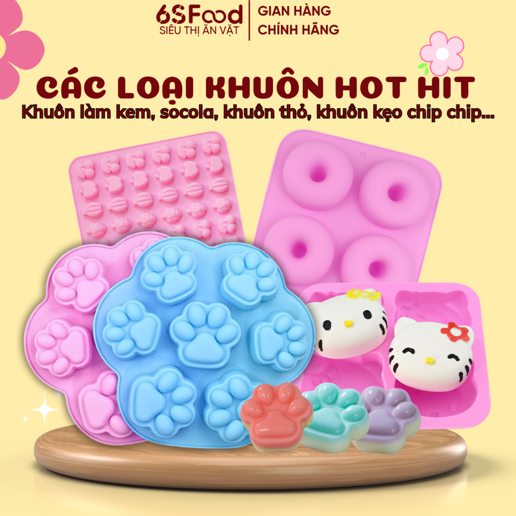Khuôn Silicone Nhiều Loại Hình Chân Mèo, Heo, Thỏ, Khuôn Kẹo Chip Chip, Socola,... 6SFOOD