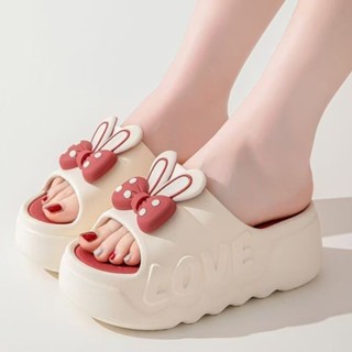 Dép bánh mì hình thỏ dễ thương, đế cao 3cm , chất liệu PVC không thấm nước- LOVE